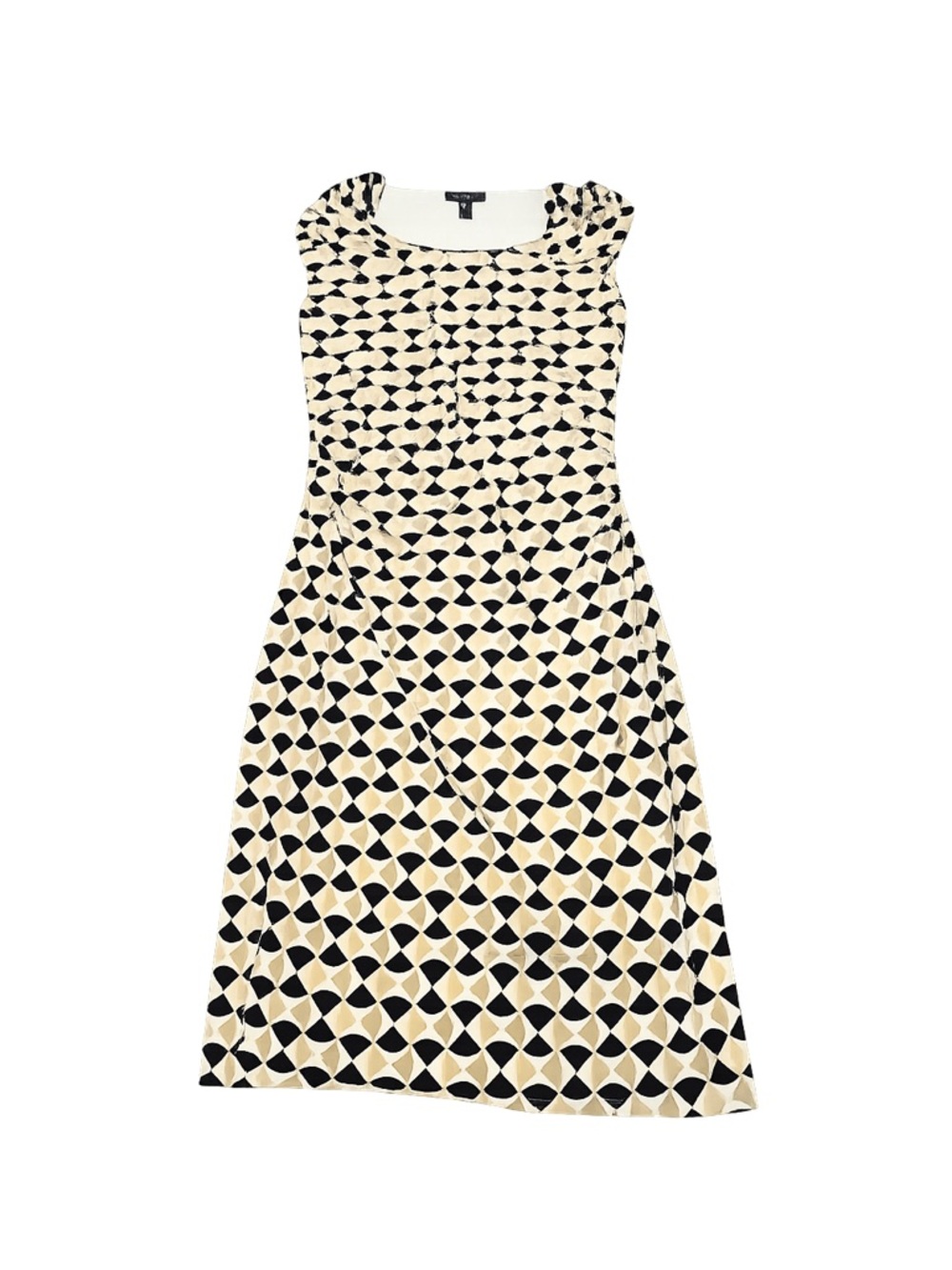 White House Black Market Black and Cream Geometric Sleeveless Midi Dress
